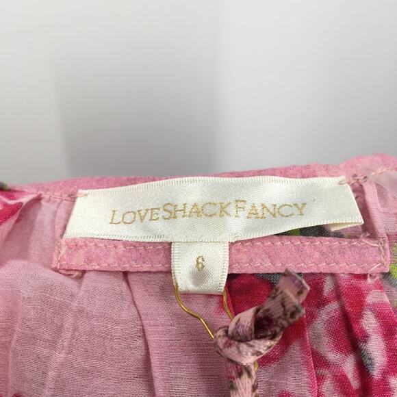 LoveShackFancy Ambrosia Pink Dress 6 Printed Broderie Anglaise Mini Dress - Picture 6 of 9